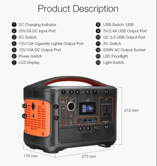 Portable Charging Power Station Bank Power Solar Generator - The Shopsite