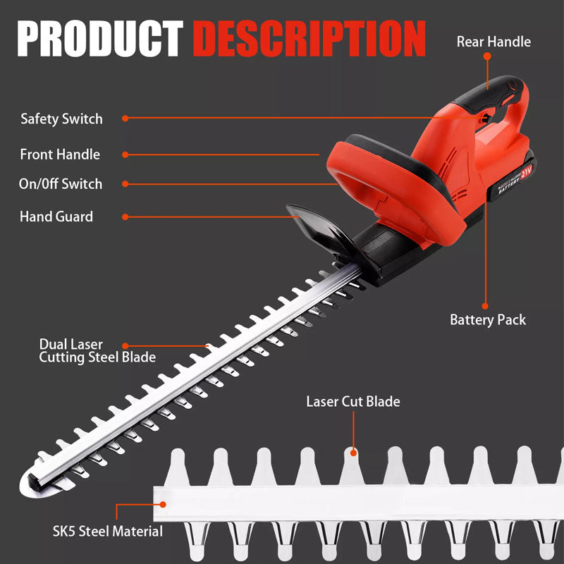 Cordless Hedge Trimmer (Skin + 2.0Ah Battery + Charger)