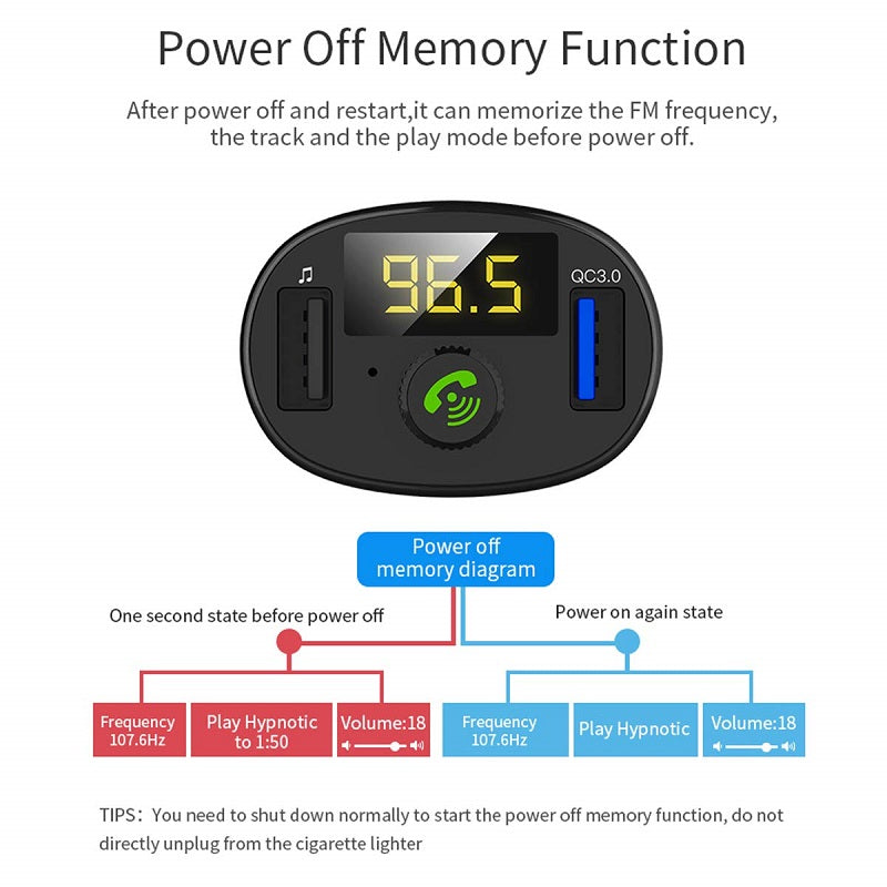 Car Bluetooth Receiver Wireless Radio Adapter Hands-Free Car Kit