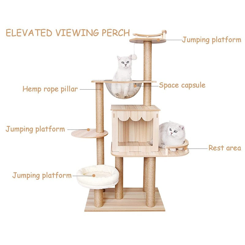 Cat Tree House Multi-Level Cat Tree House Condo with Hammock & Toys