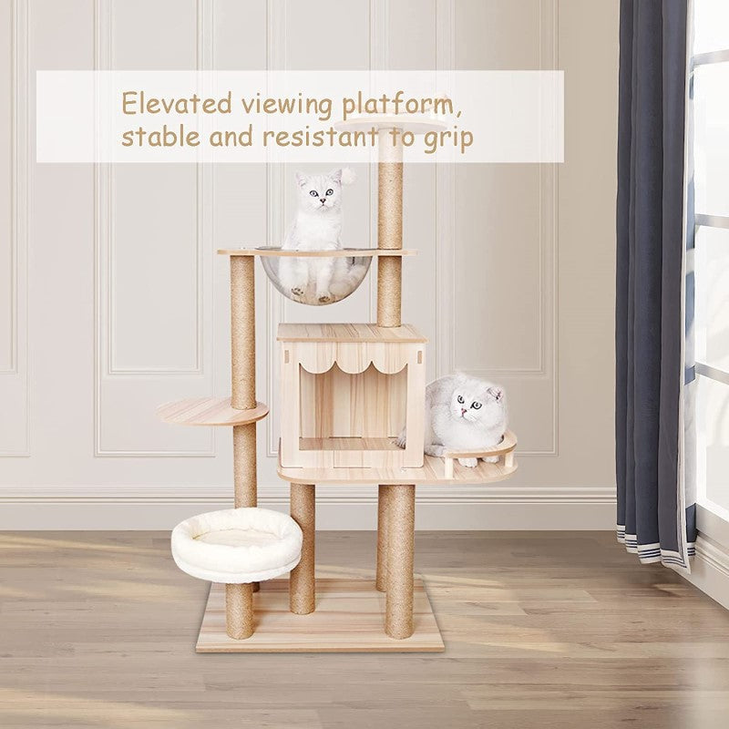 Cat Tree House Multi-Level Cat Tree House Condo with Hammock & Toys