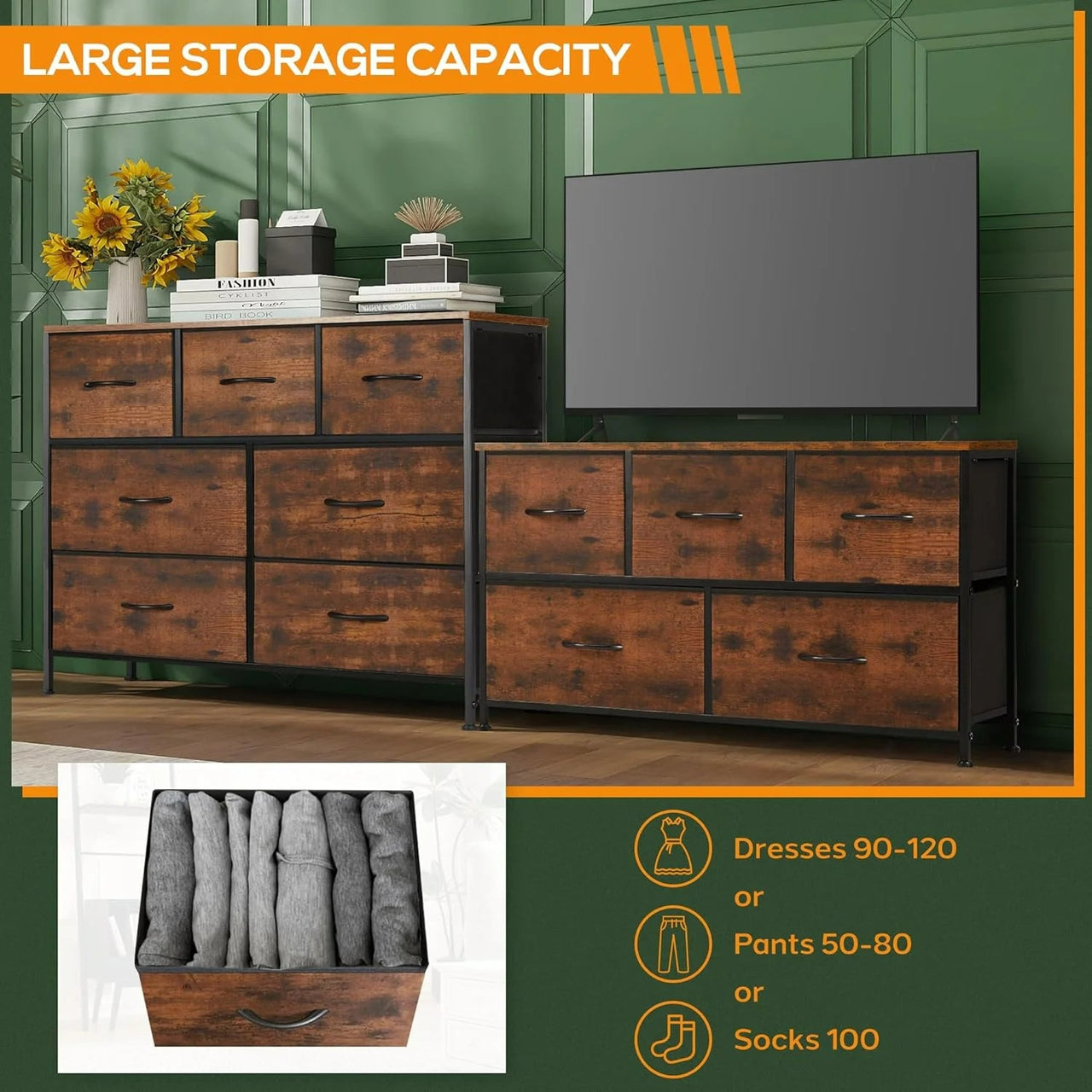 Chest of Drawers - 7 Fabric Drawers