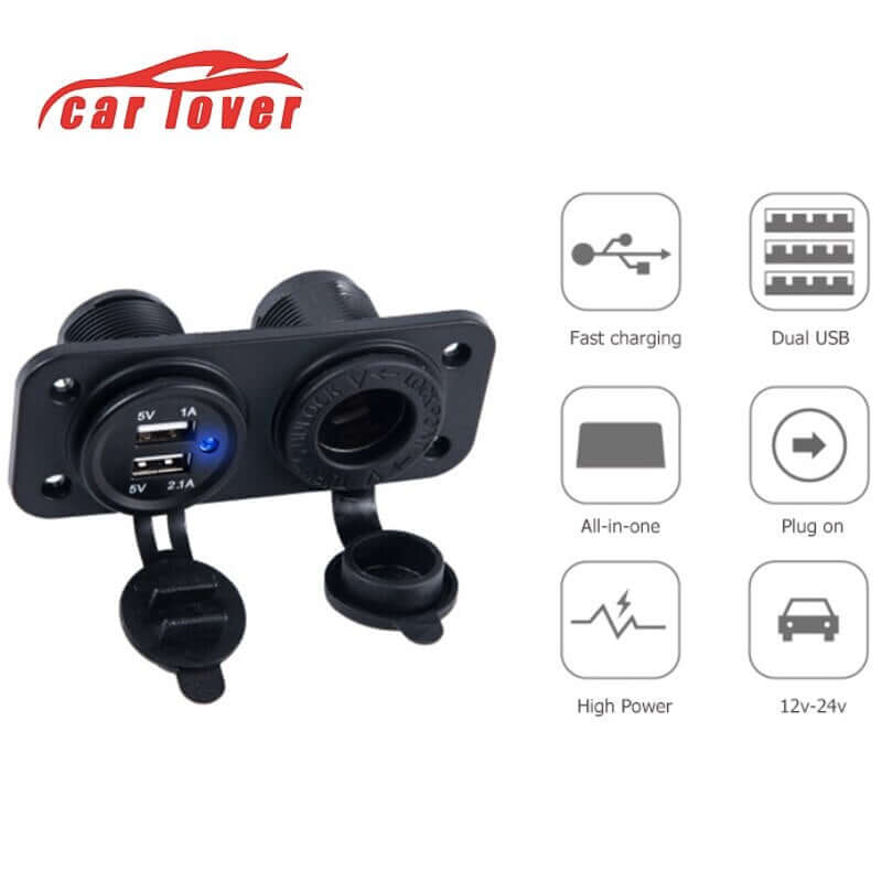 Car Plug Lighter Socket Usb Ports 12V - The Shopsite