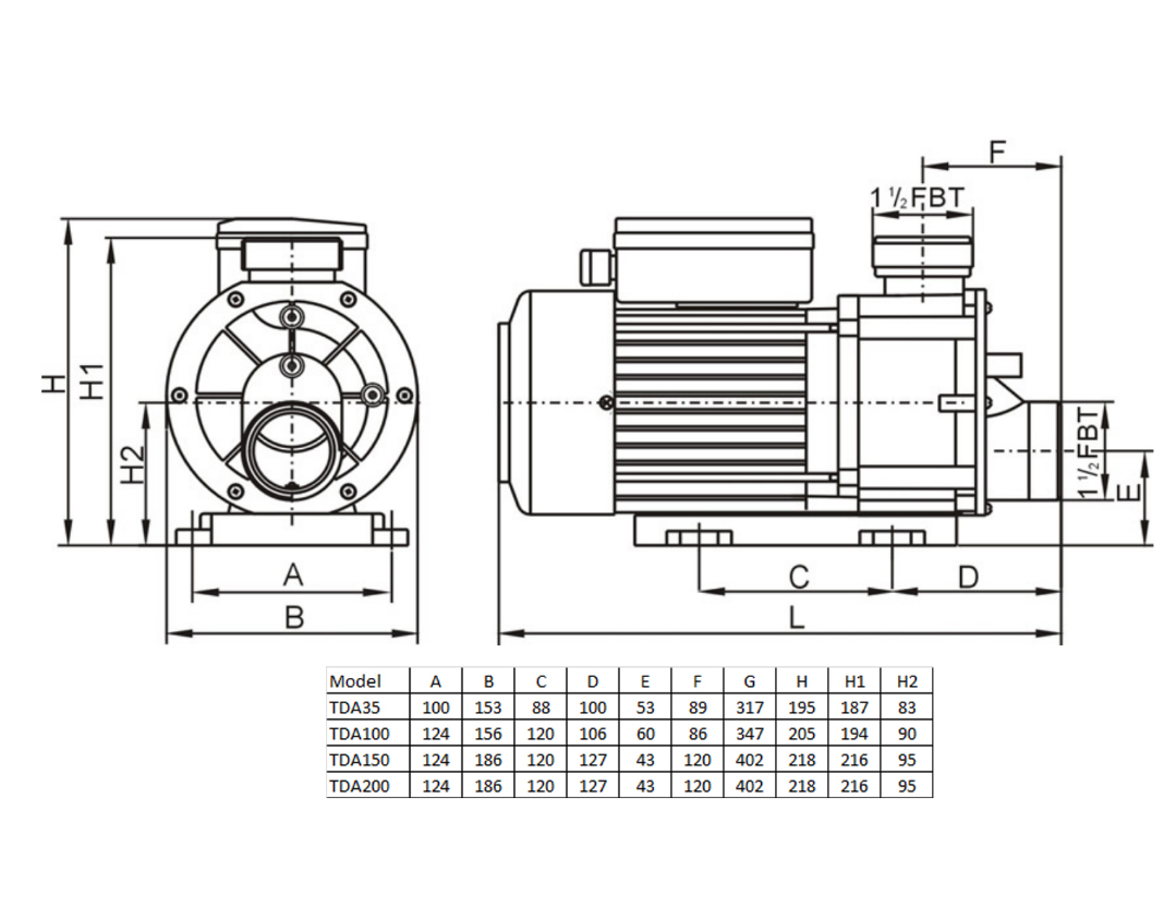 Spa Pool Pump - 250W 0.35HP LX Pump