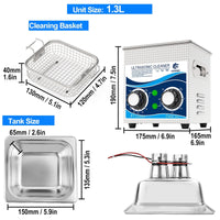 Thumbnail for Ultrasonic Cleaner 1.3L Heated Ultrasonic