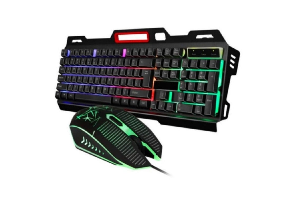 Gaming keyboard and mouse set showing 104 keys layout