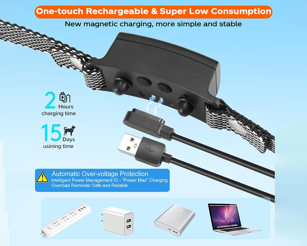 Dog collar with magnetic charger