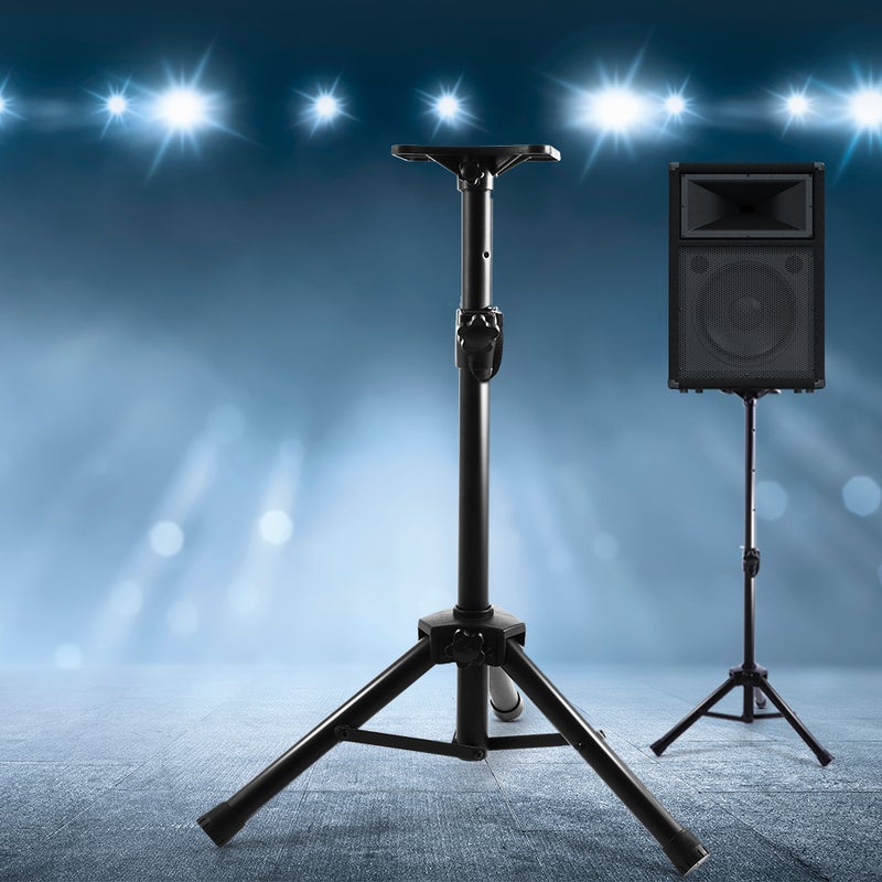 Speaker stands set at different heights
