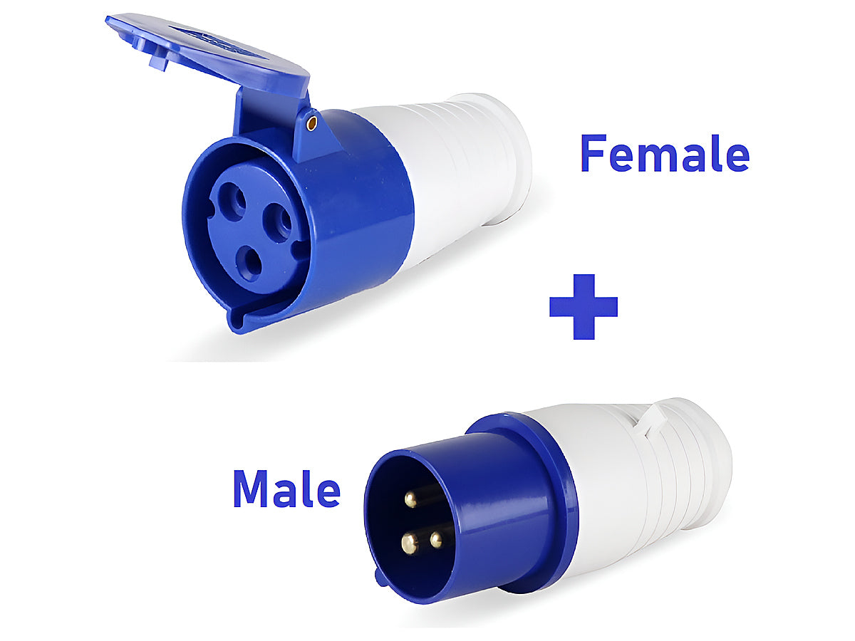 Caravan lead connector plug 16A IP44 Male + Female