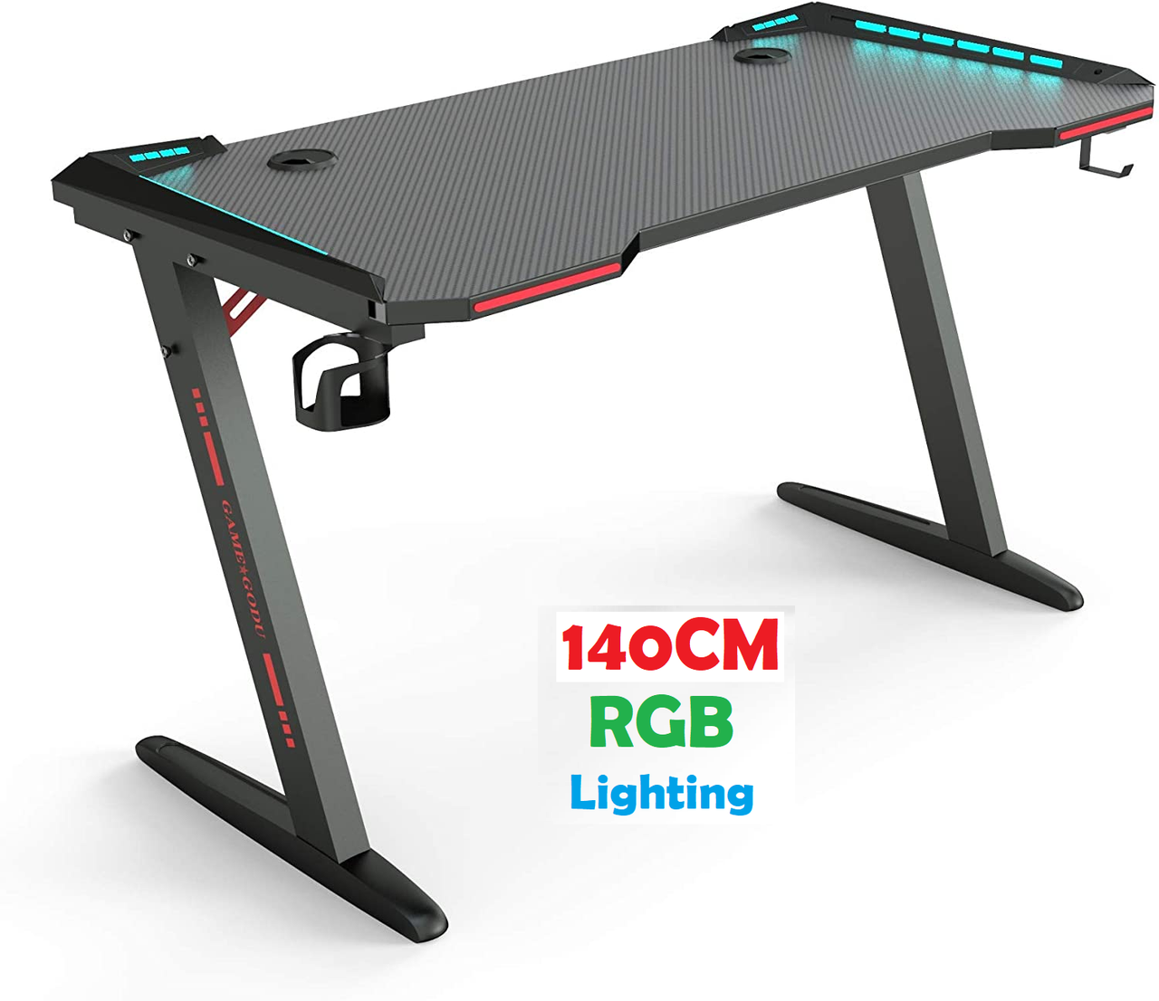 Gaming Desk Table Computer Desk RGB Light 120cm
