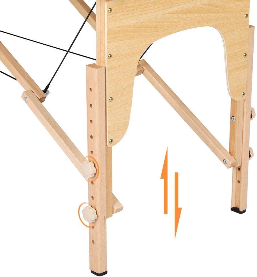 Massage table with adjustable height brackets