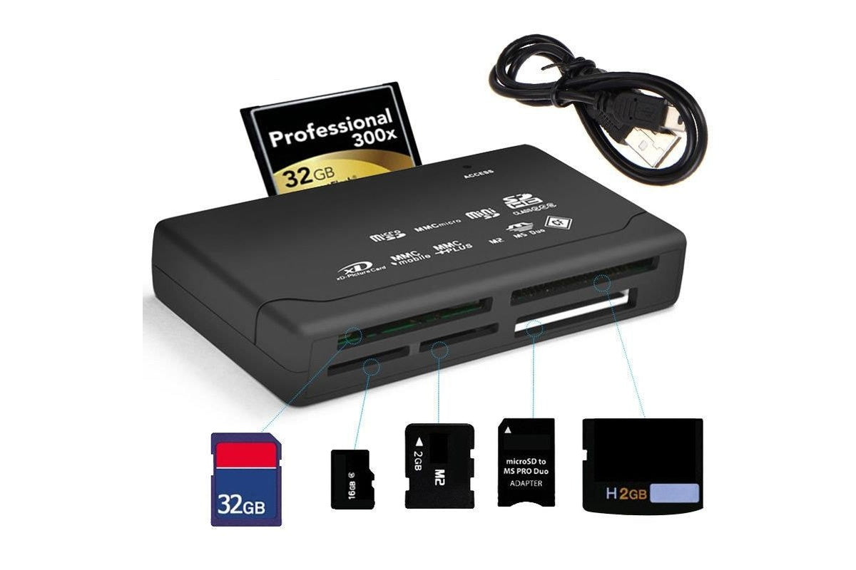 Card reader with memory cards inserted