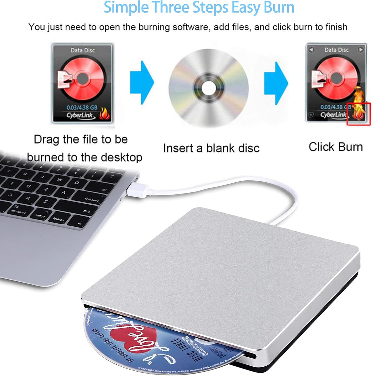 CD/DVD Writer External DVD Drive