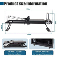 Thumbnail for Foldable Pilates Reformer With Headrest Black