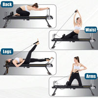 Thumbnail for Foldable Pilates Reformer With Headrest Black