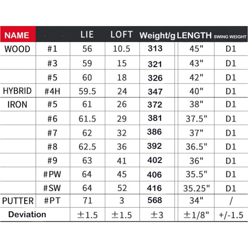 PGM Golf Clubs Set with Golf Bag 9PCS Set