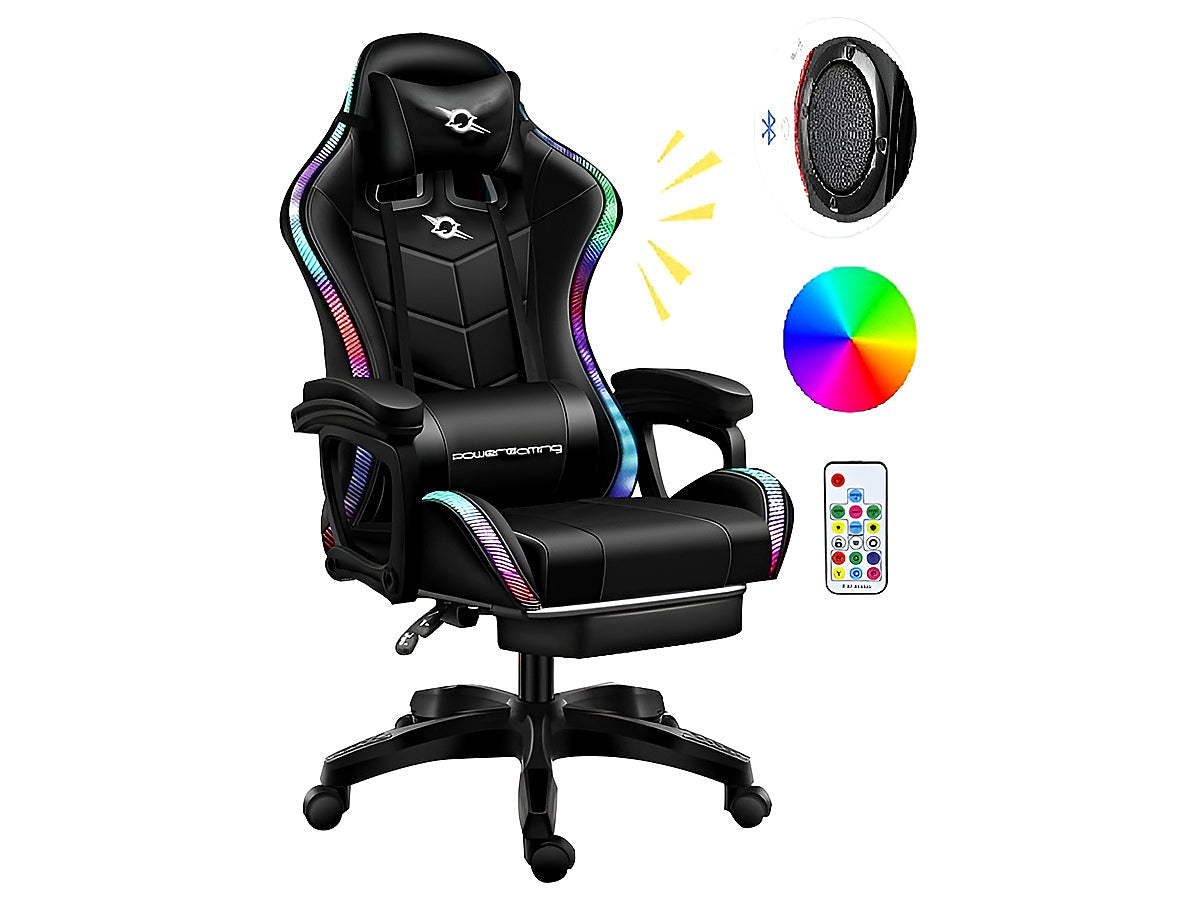 Gaming Chair Office Chair With Foot Rest Racing Chair with Speaker and Light