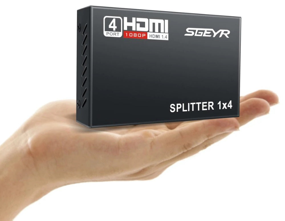 HDMI splitter connected to multiple screens