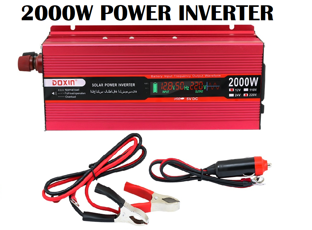 Power inverter with cable clamps included