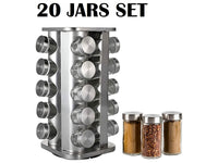 Thumbnail for Spice Rack Stand Carousel Rotating Glass Round 20 Jars