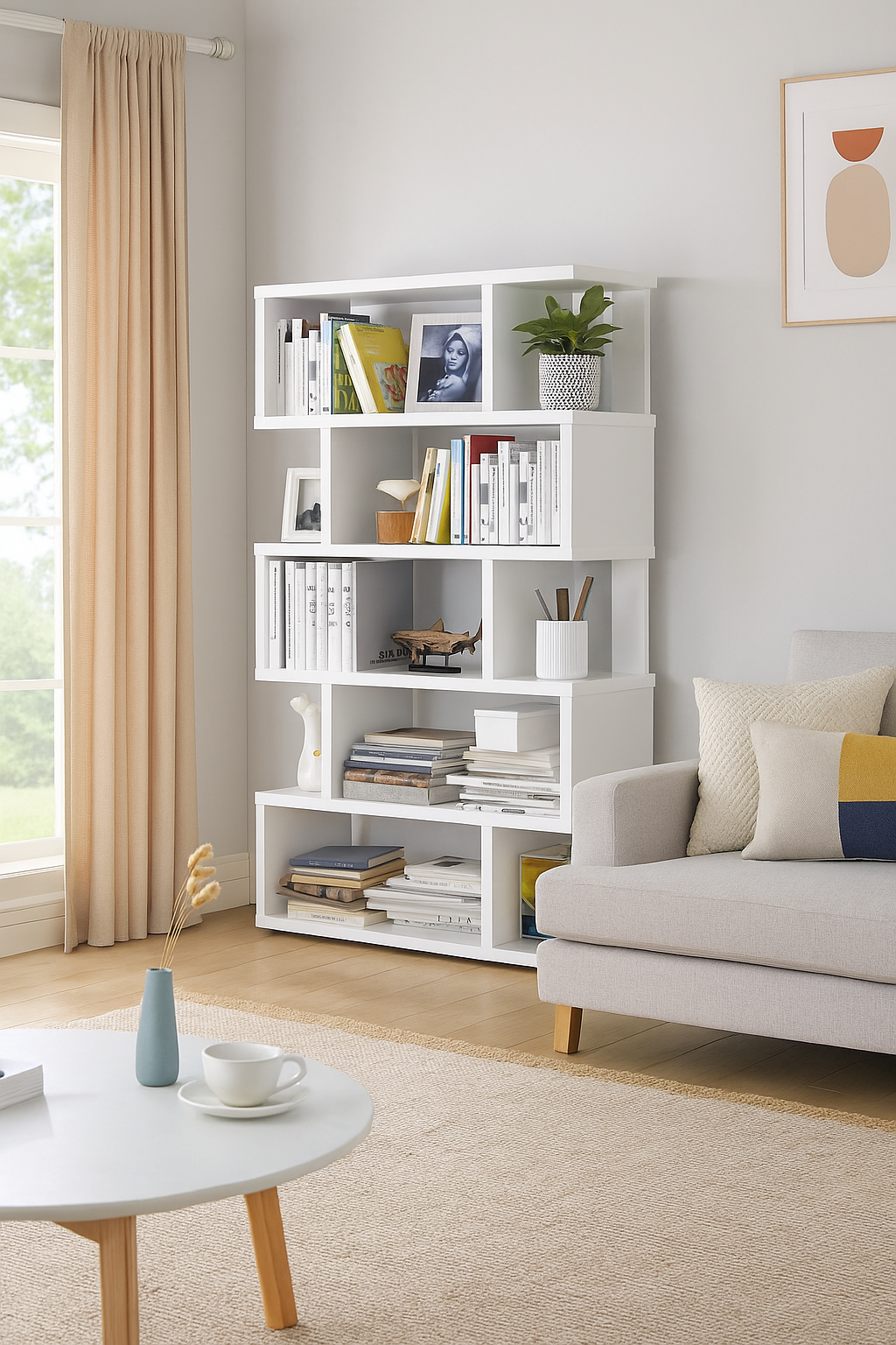 Bookshelf with anti-tip safety tie