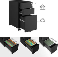 Thumbnail for Office Filing Cabinet with Wheels, Lock File Organiser