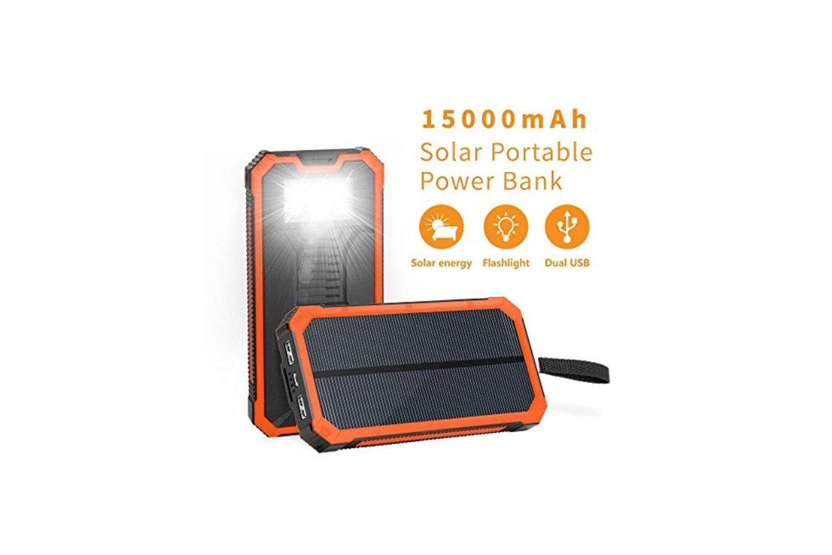 Solar panel on power bank surface