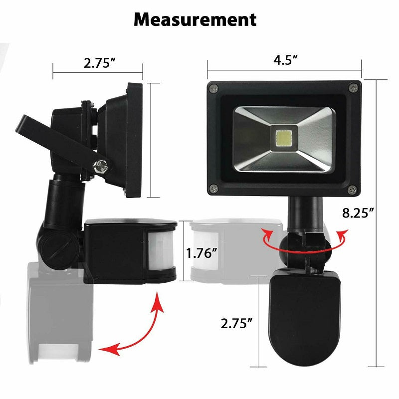 Flood light packaging showing product details