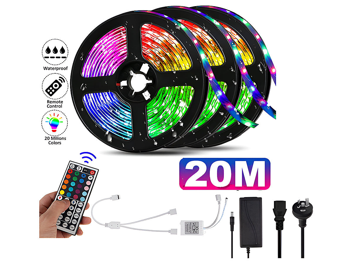 LED Strip Light RGB 20M showing bright and even illumination