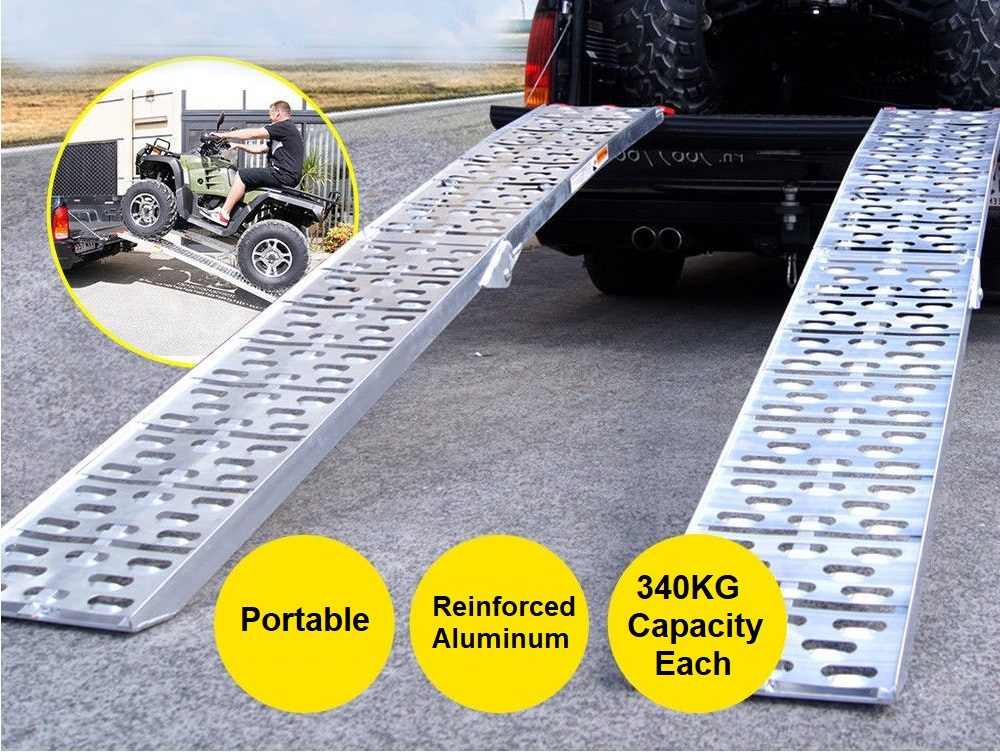 Compact Garden Ramp Aluminium Folding Loading Ramps Pair 23m 340kg Capacity – Homyspire