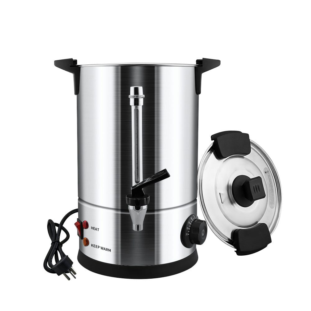 Hot water urn 15L showing large capacity and sturdy base