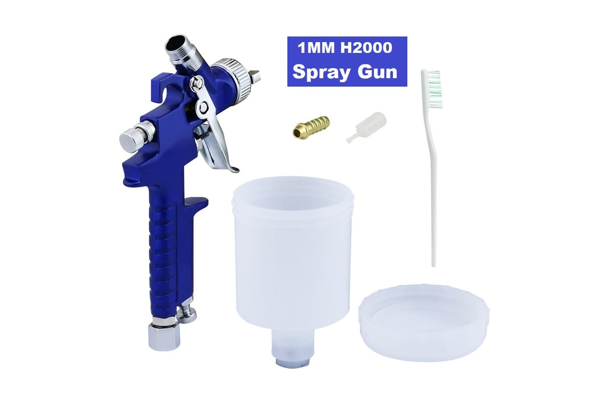 Spray gun side view showing air intake