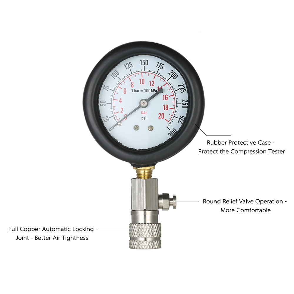 Compression Tester Auto Petrol Gas Engine Cylinder Tester