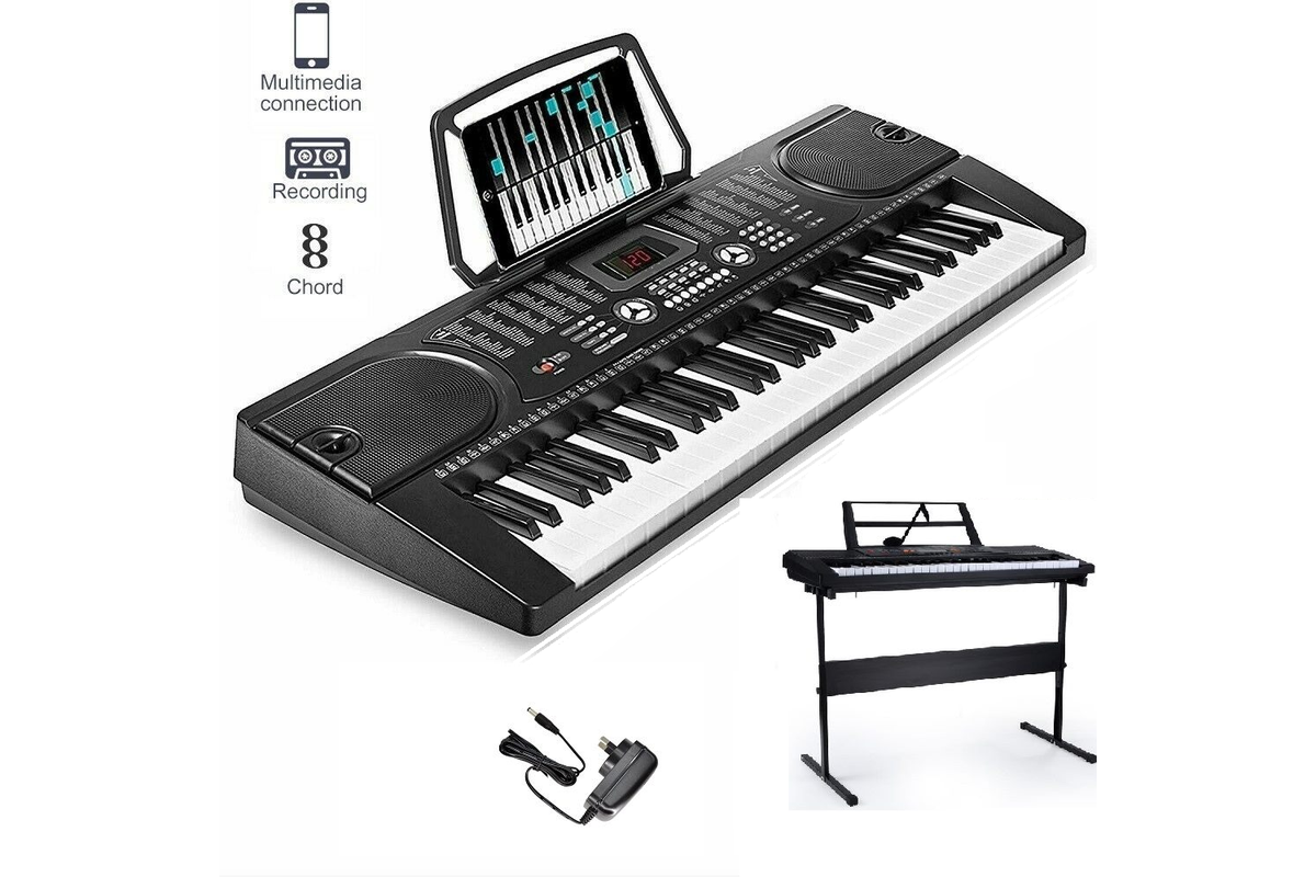 Keyboard piano with music stand and charging cable