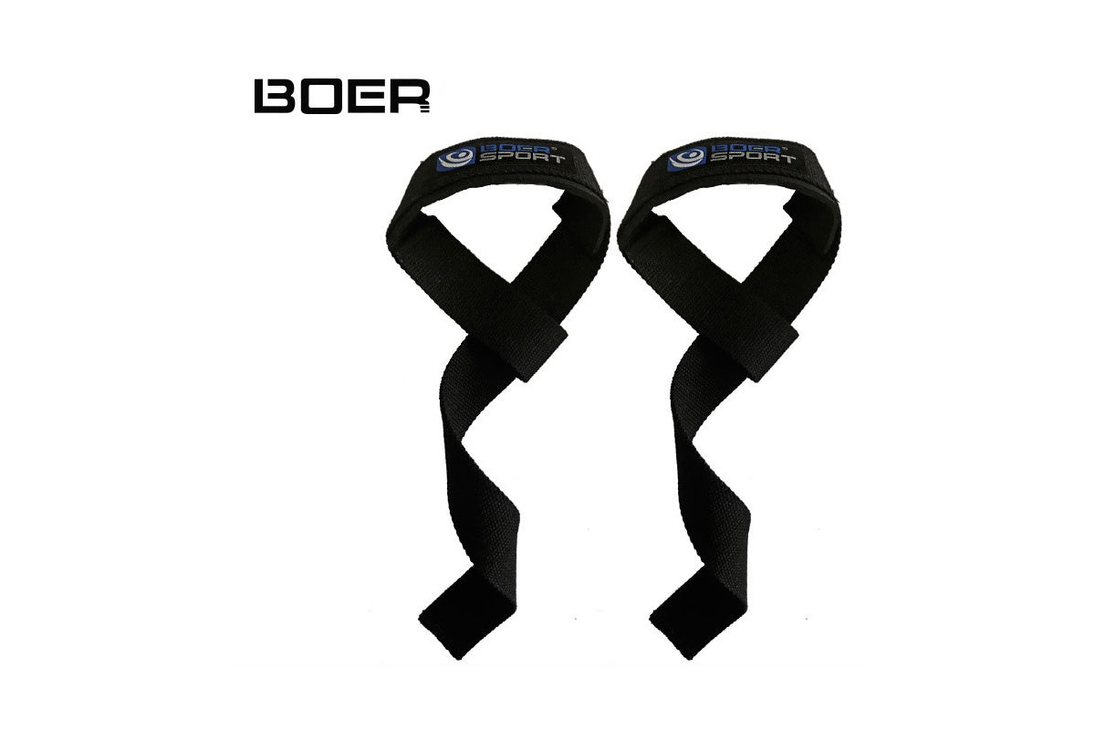 Black lifting straps showing length and width