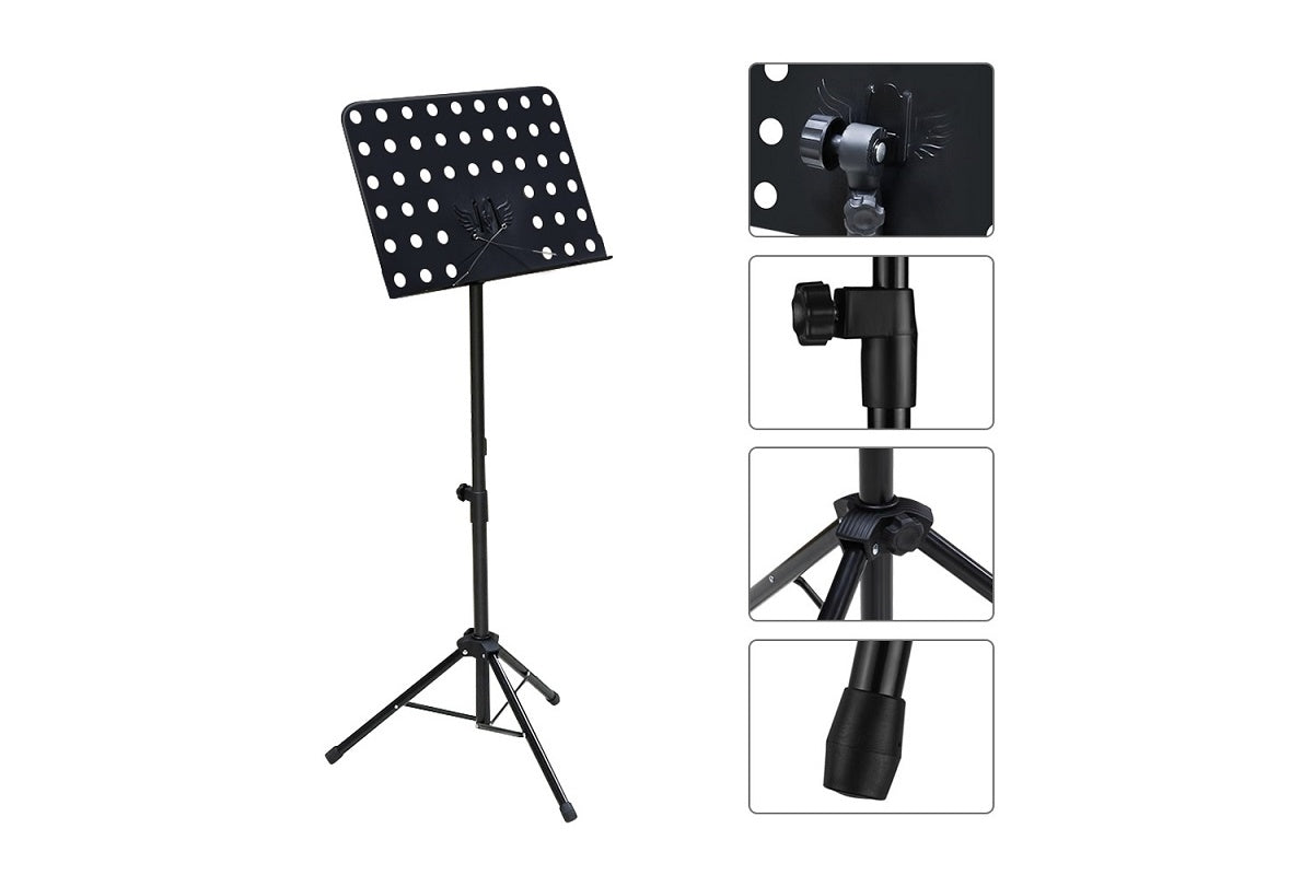 Music stand used in rehearsal room setting