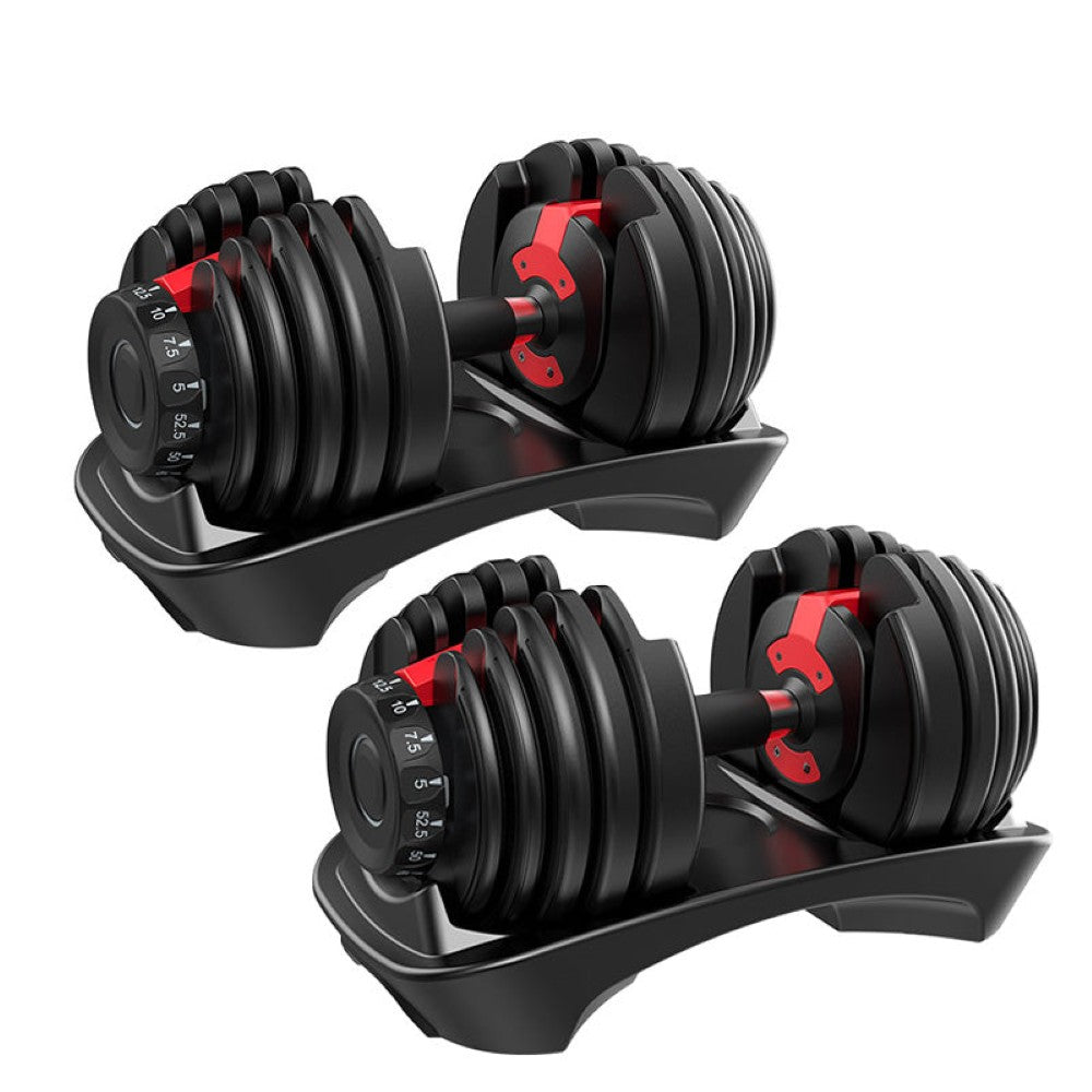 Dumbbells showing gear adjustment mechanism