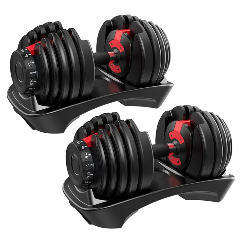 Dumbbells showing gear adjustment mechanism