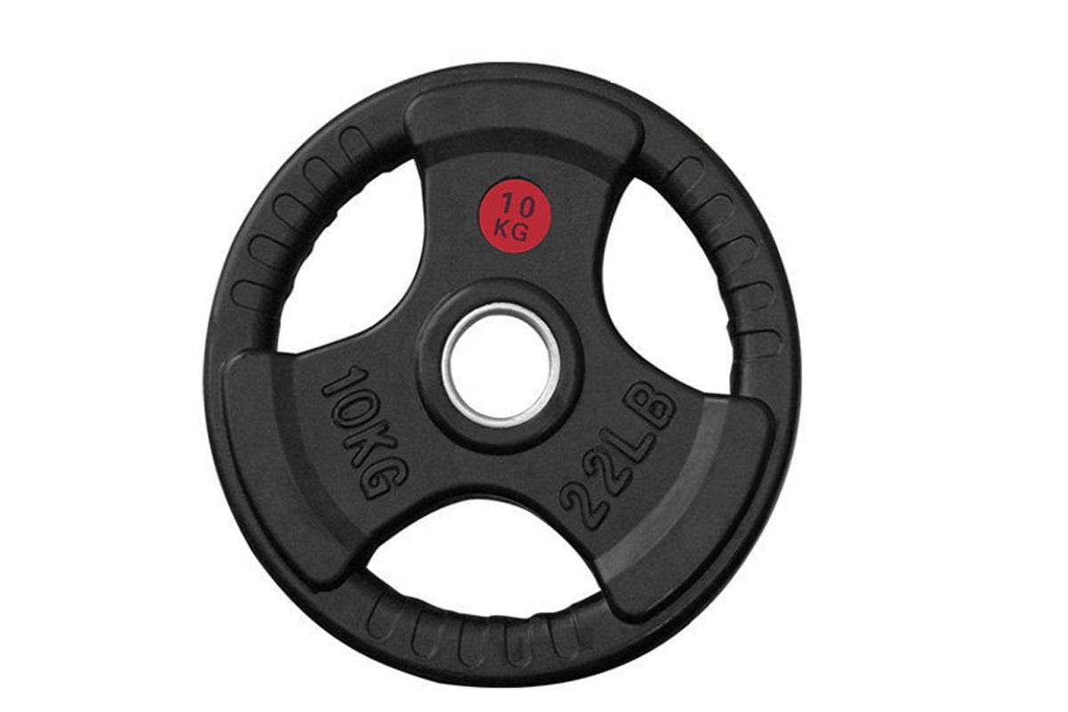 Fitness bumper plates used with barbell