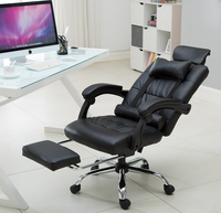 Thumbnail for Leather office chair with reclining feature