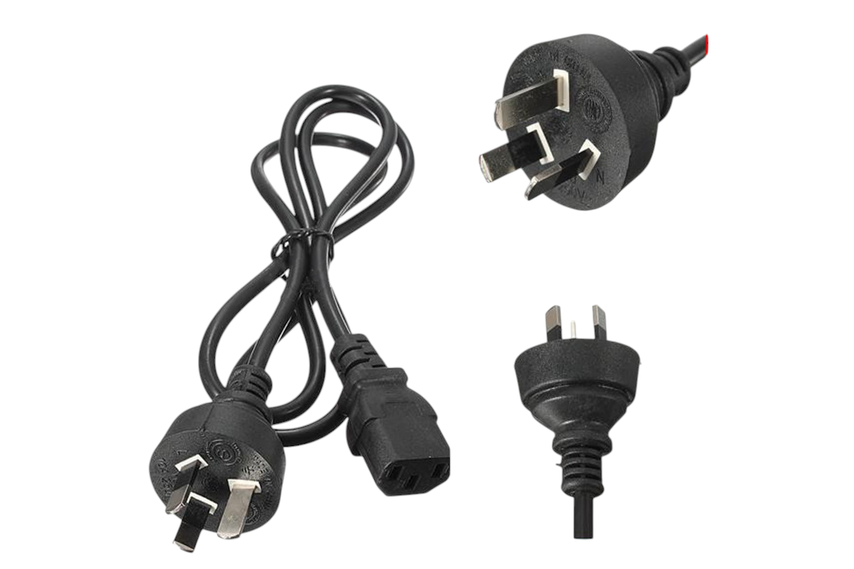 Power cord coiled with cable tie