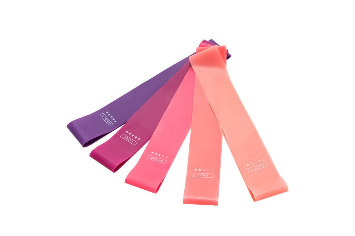 Resistance bands laid out showing different thicknesses