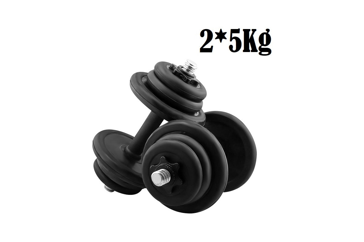 Dumbbells set 10kg showing different plate combinations