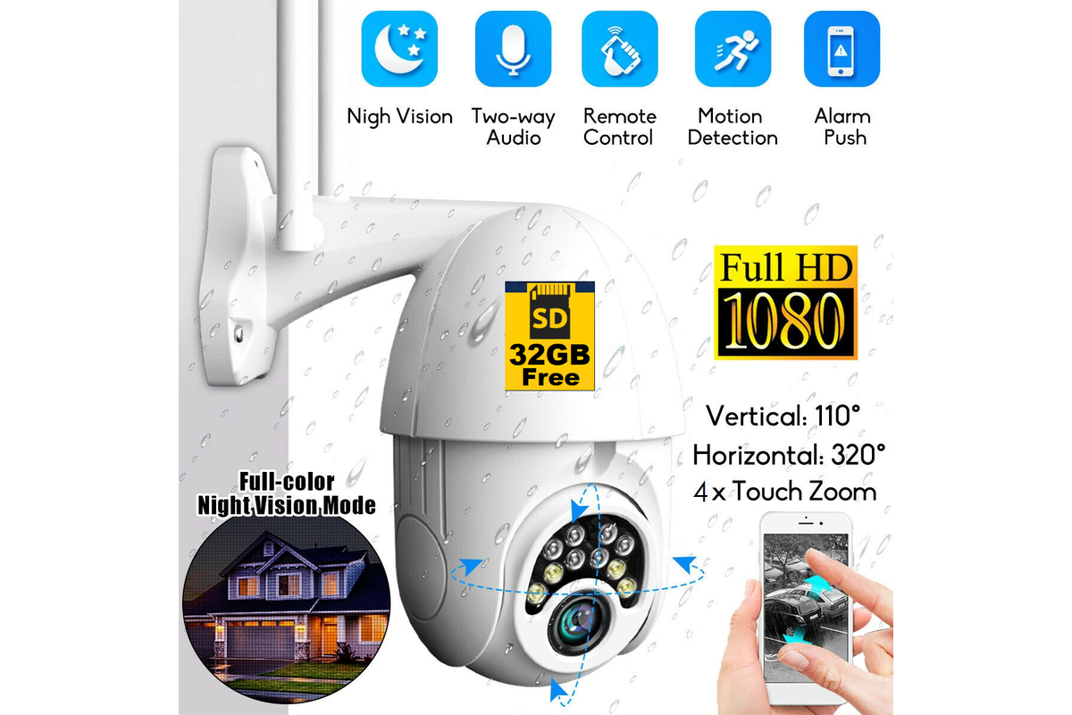 Wireless security camera with smooth pan tilt movement