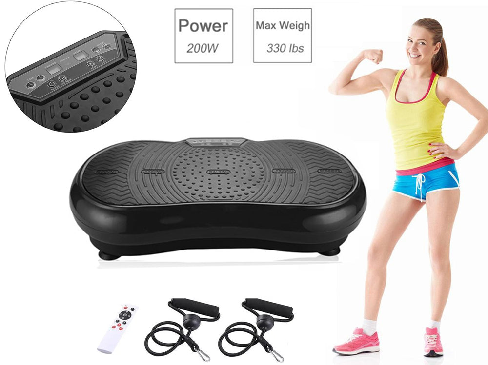 User standing on vibration plate exercising