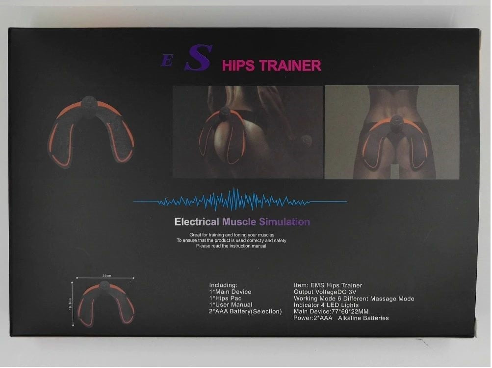 Wireless hip trainer muscle stimulator in use