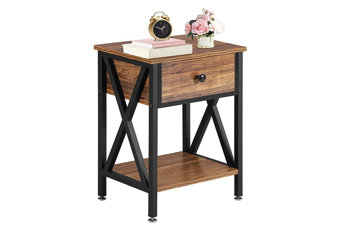 Side angle showing MDF material bedside table