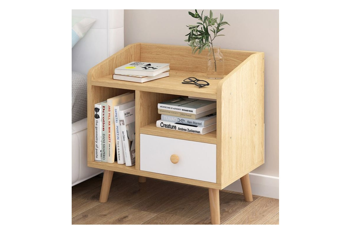 Bedside table with particle board and melamine finish