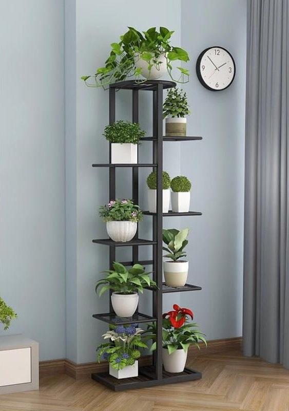 pot plant stand nz White 8 Tier Flower Pot Stand Rack for 9 Pots