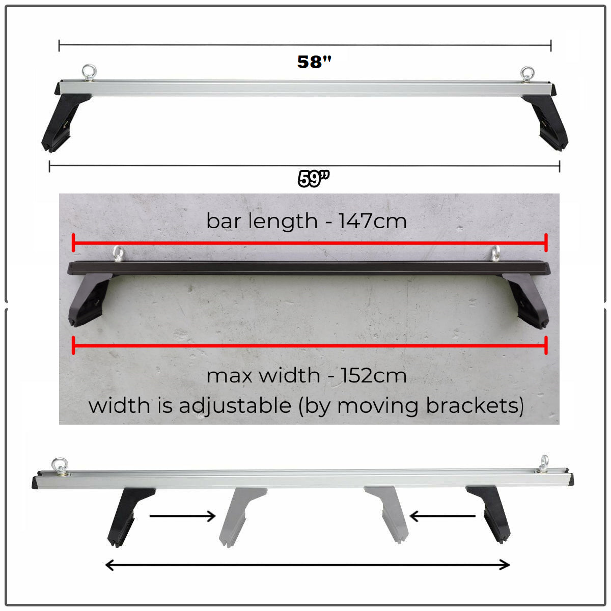 Car roof racks cross bar with aluminium bars and black legs